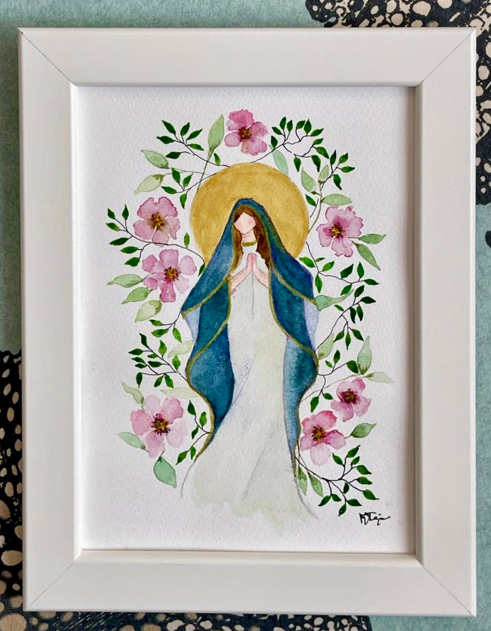 Virgen en acuarela “Jardín en flor”