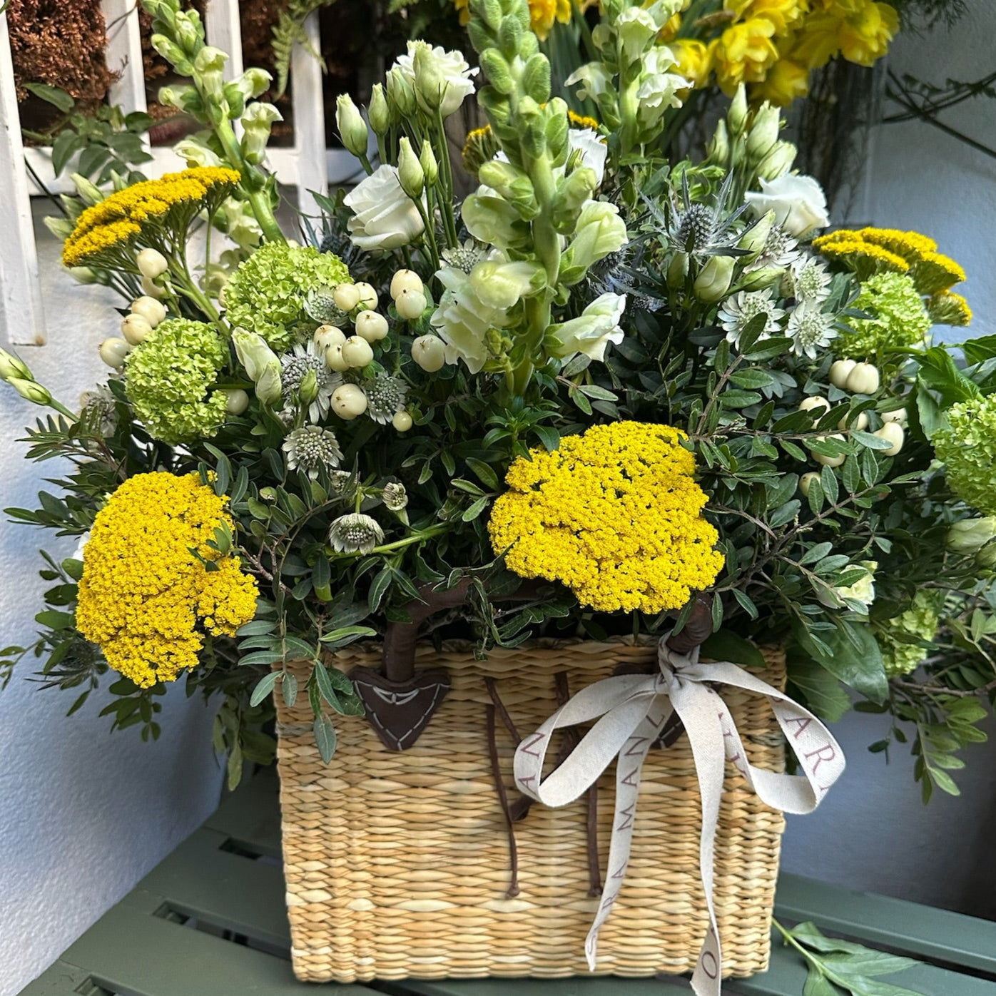 Small Straw Bag with Flowers
