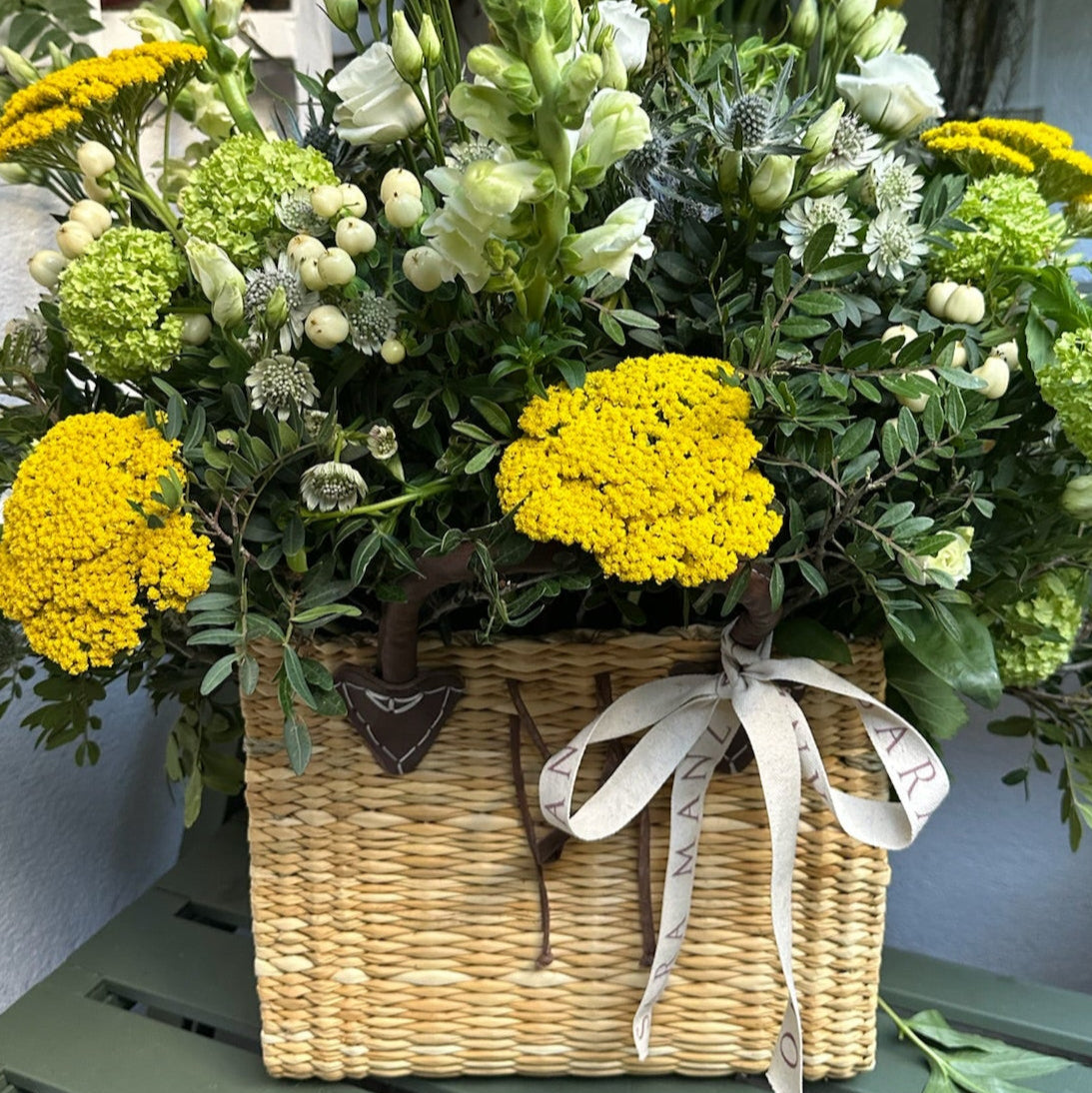 Small Straw Bag with Flowers