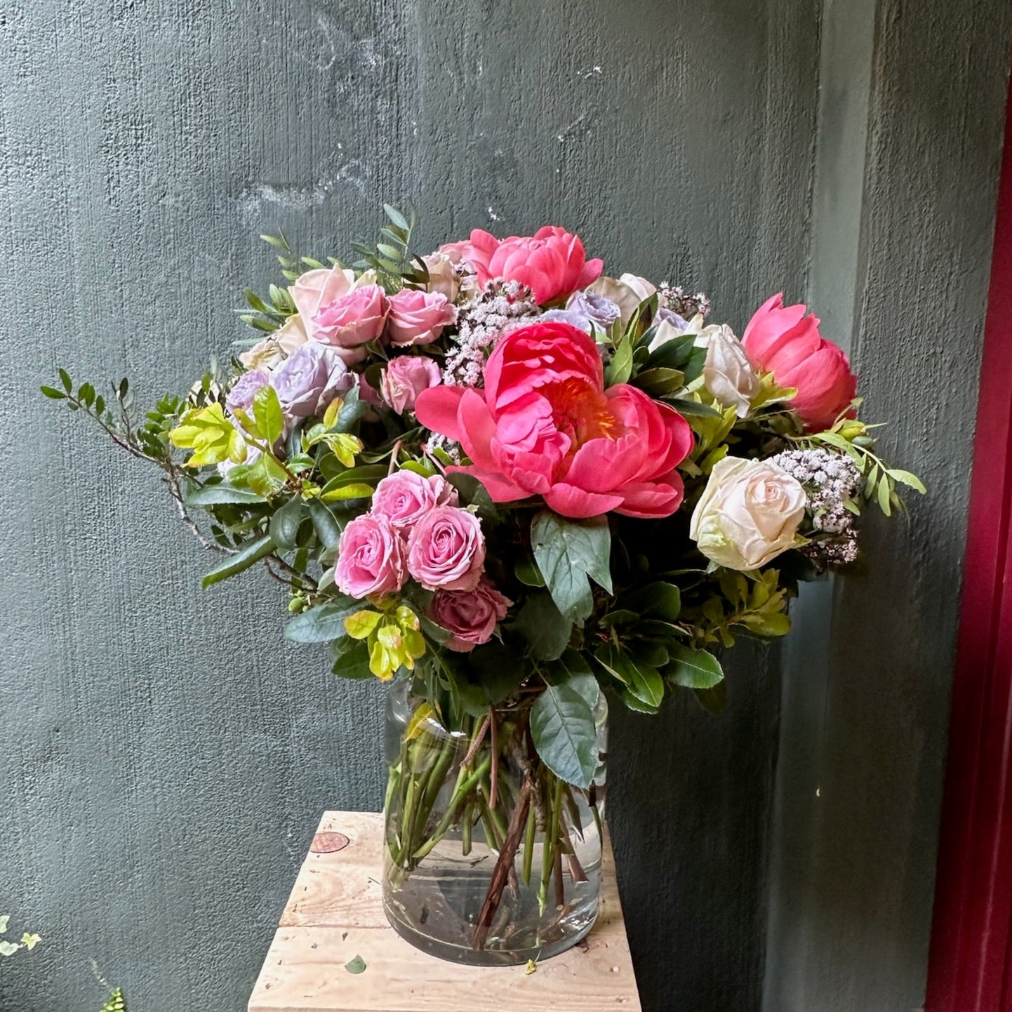 Medium Spring Centerpiece with Brightly Colored Flowers