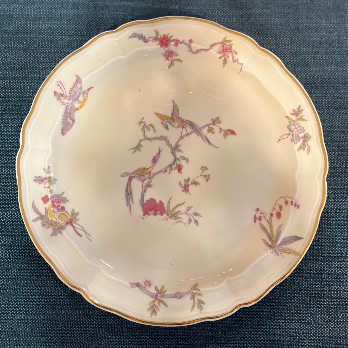 Vajilla francesa Limoges pájaros rosa