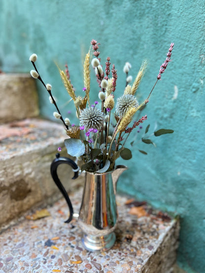 Antique Coffee Pot with Preserved Flowers
