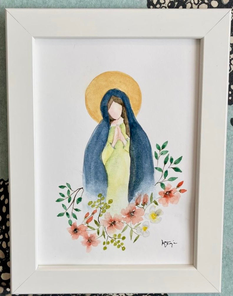 Virgen en acuarela “Luz serena”