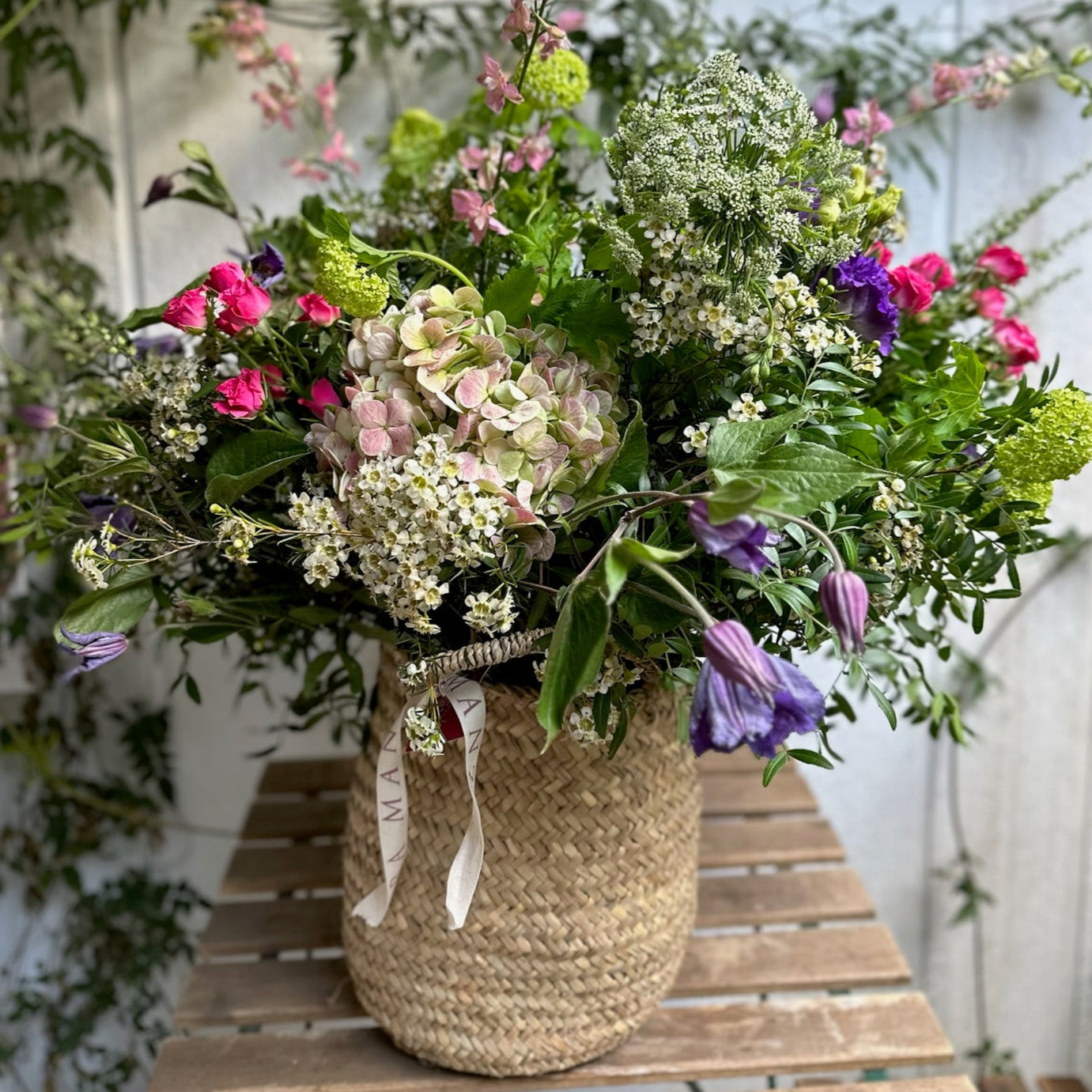 Large Basket with Spring Flowers
