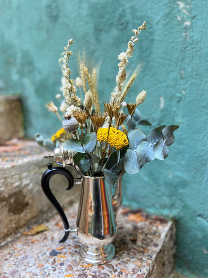 Antique Coffee Pot with Preserved Flowers