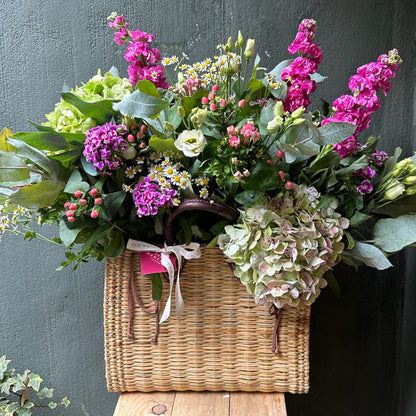 Large Straw Bag with Flowers