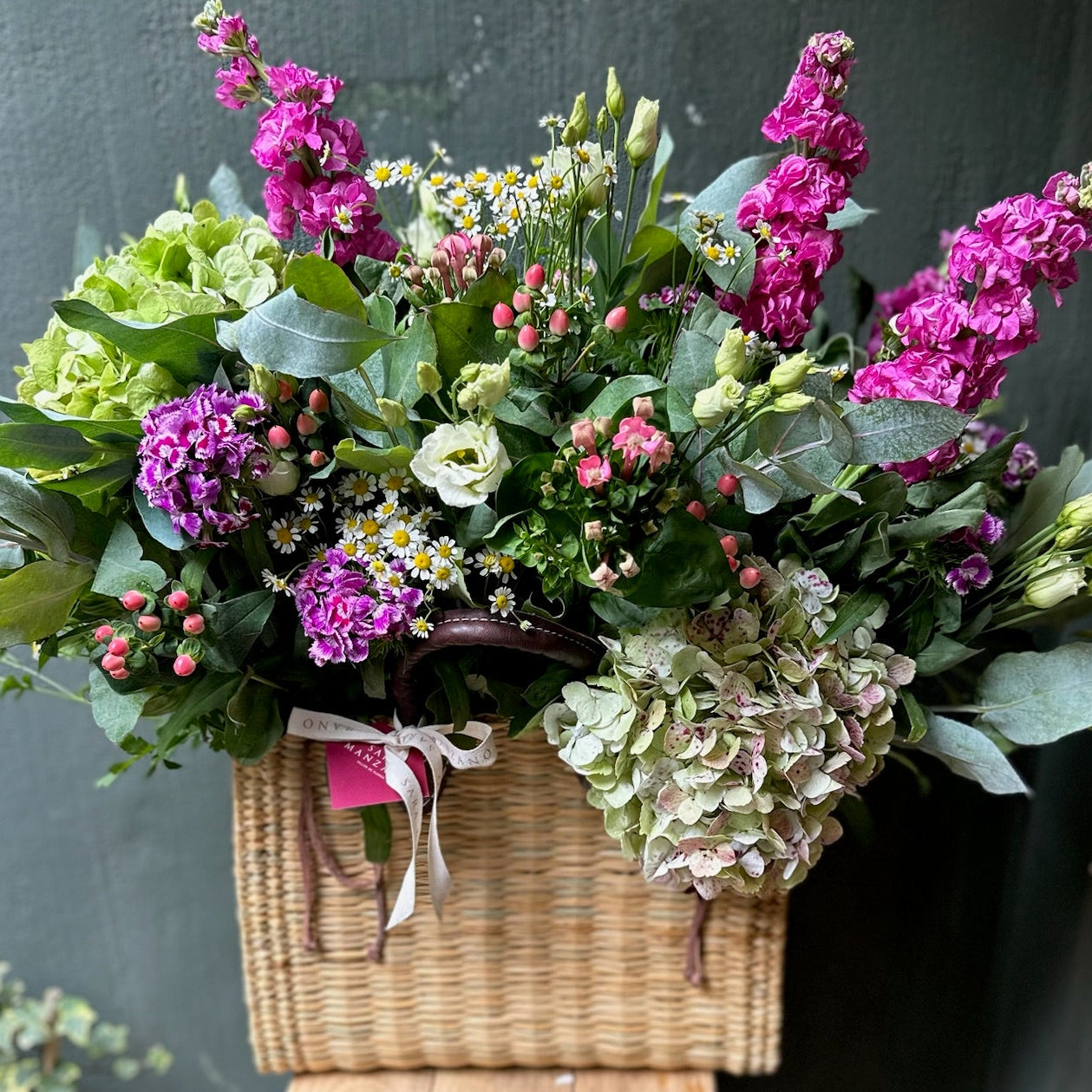 Large Straw Bag with Flowers