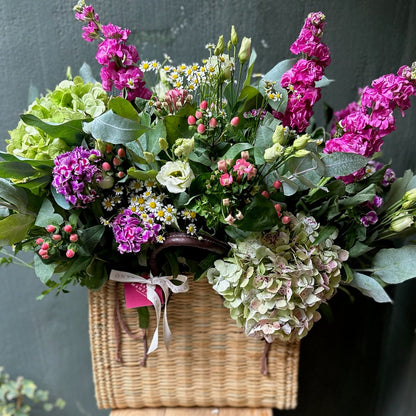 Large Straw Bag with Flowers