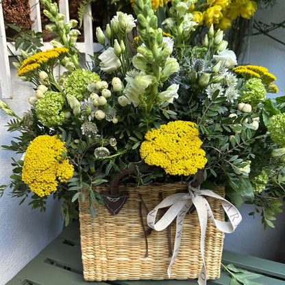 Small Straw Bag with Flowers