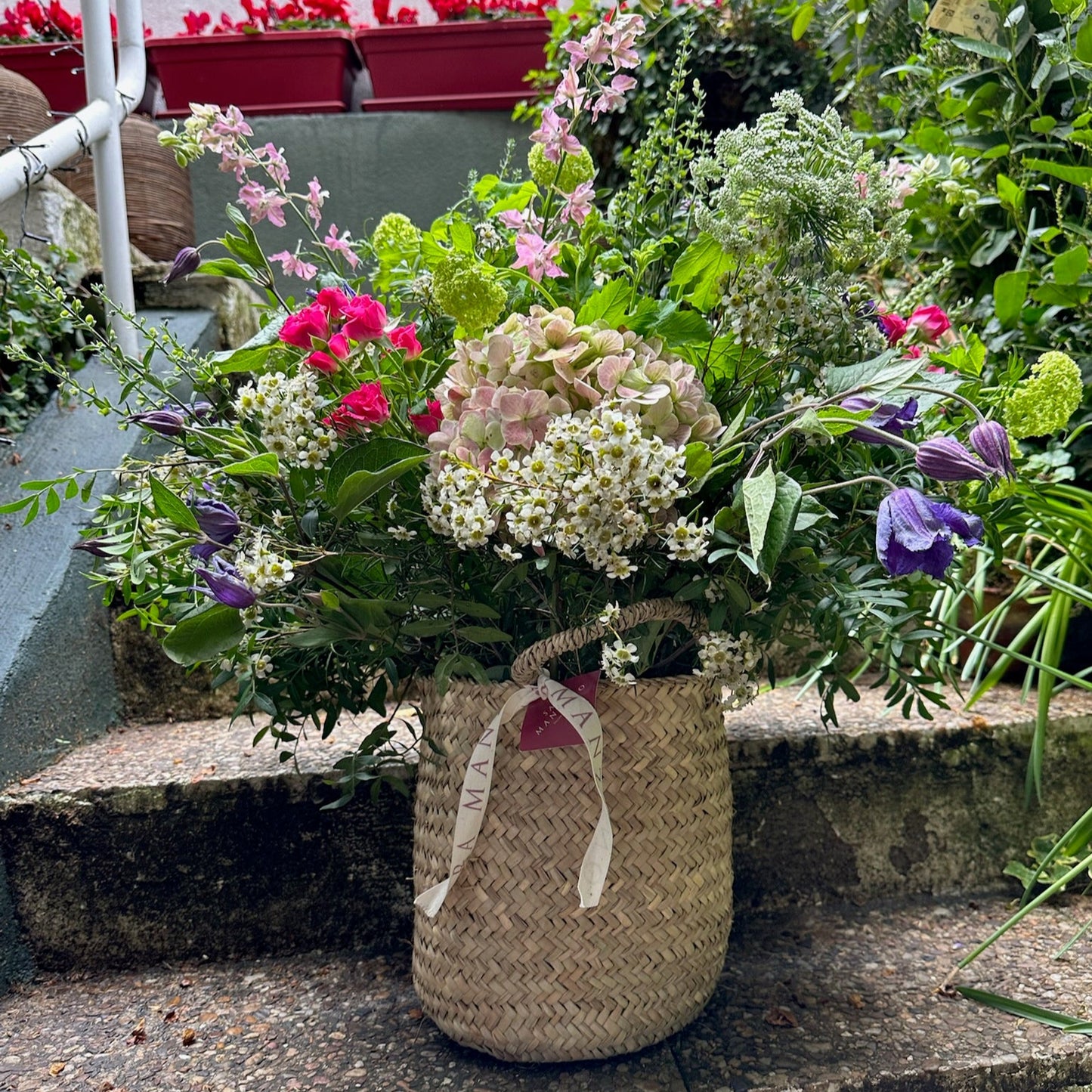 Large Basket with Spring Flowers