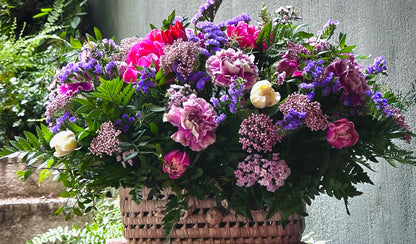 Small Suitcase Basket with Seasonal Flowers