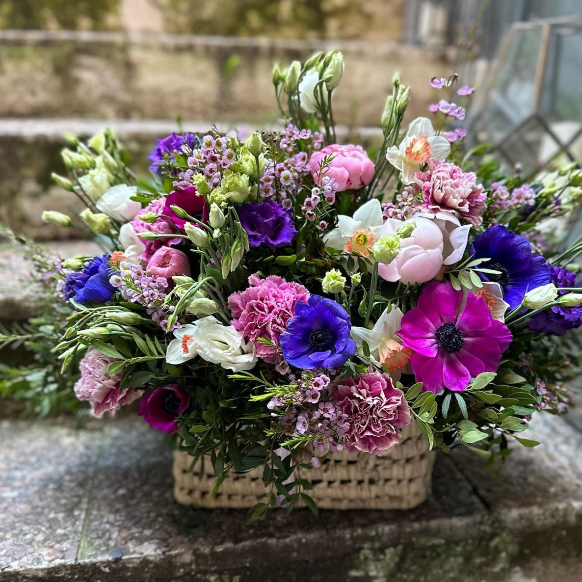 Small Suitcase Basket with Seasonal Flowers