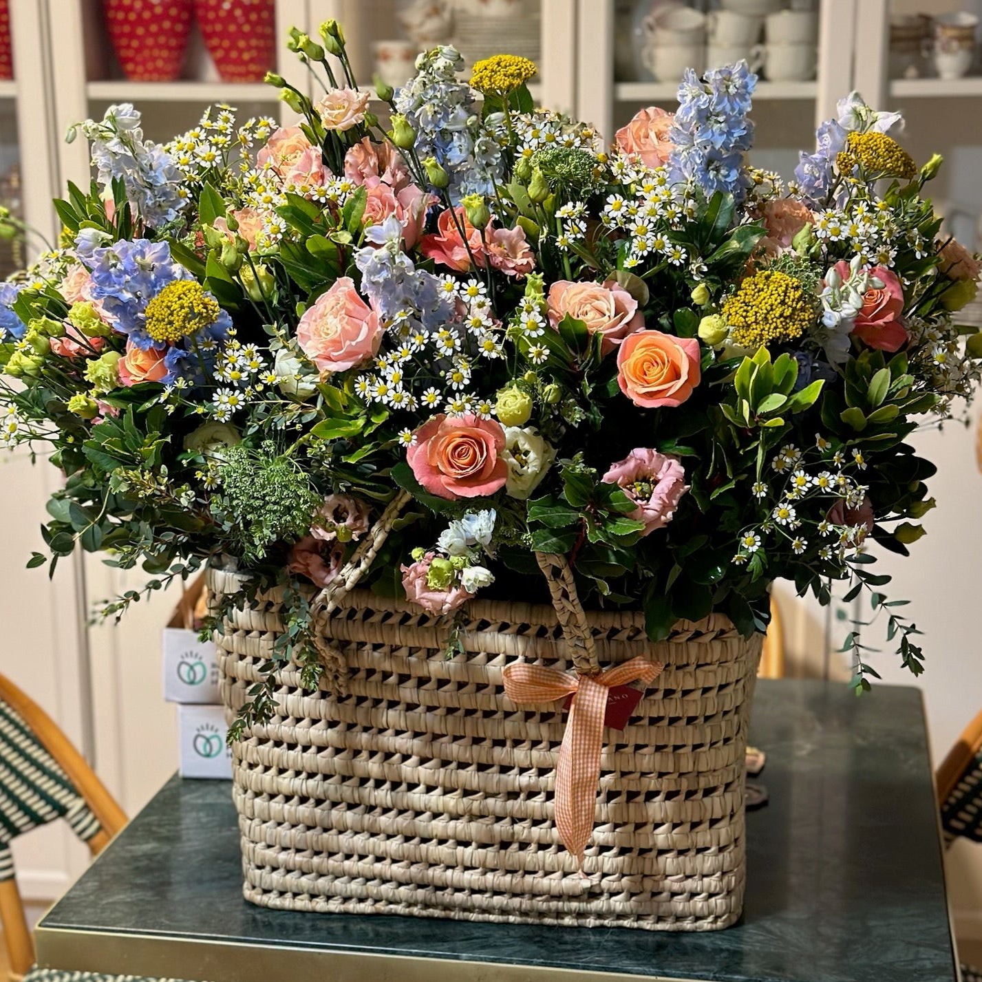 XXL Large Spring Flower Trunk Basket with Flowers