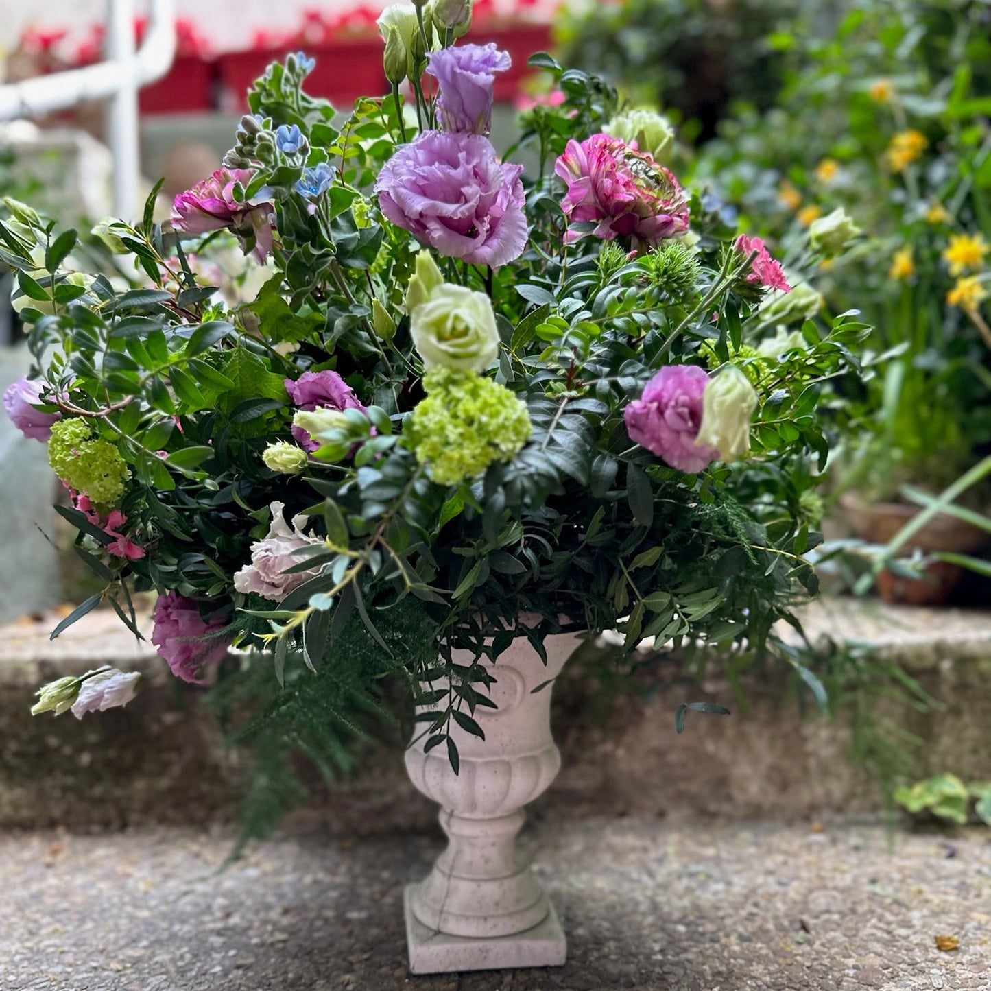 Classic Stone Cup with Flowers