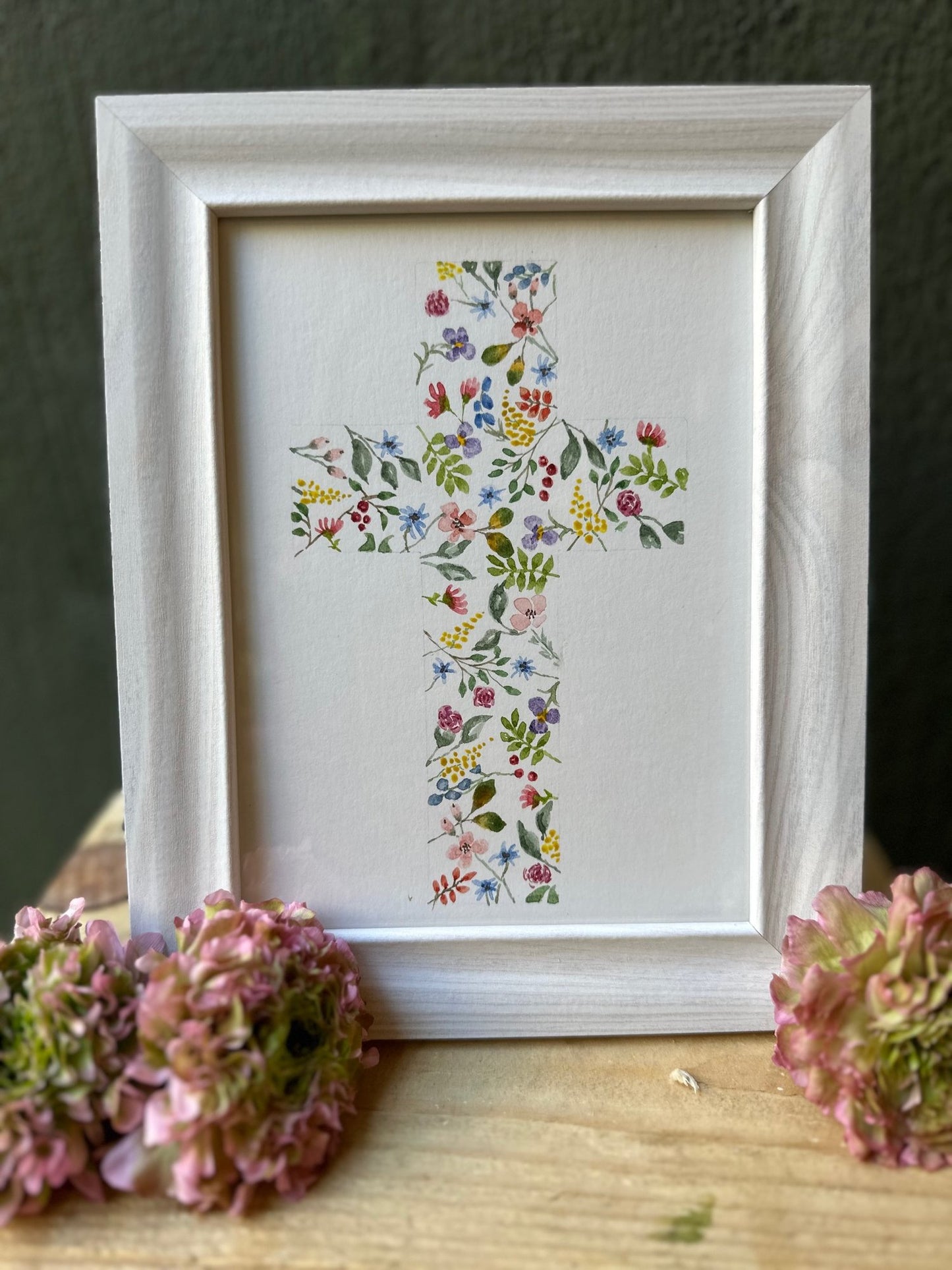 Watercolor Flower Cross