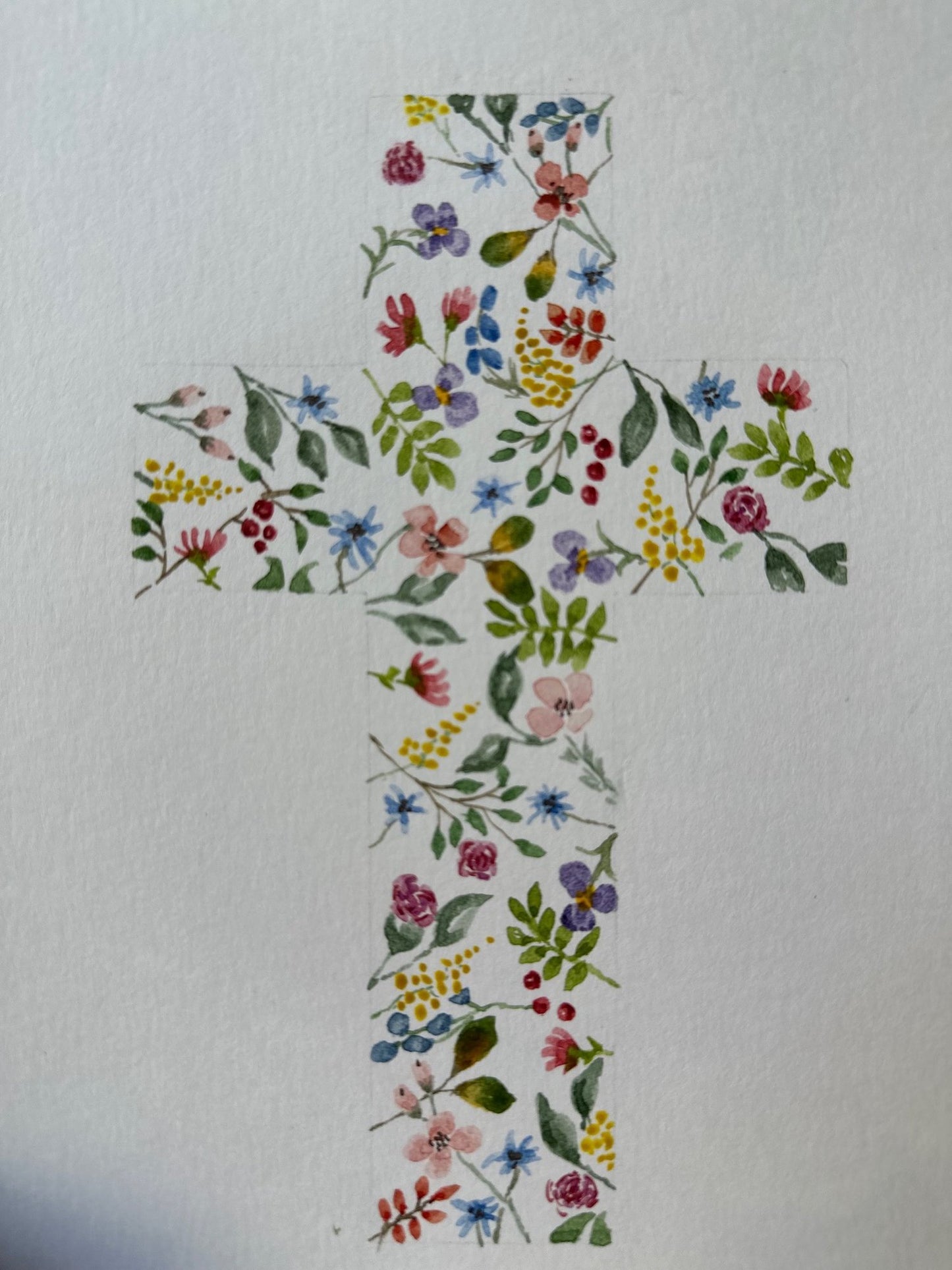 Watercolor Flower Cross