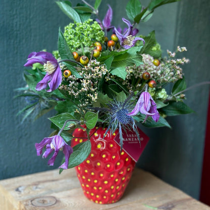 Strawberry Vase with Flowers