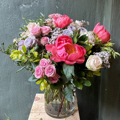 Medium Spring Centerpiece with Brightly Colored Flowers